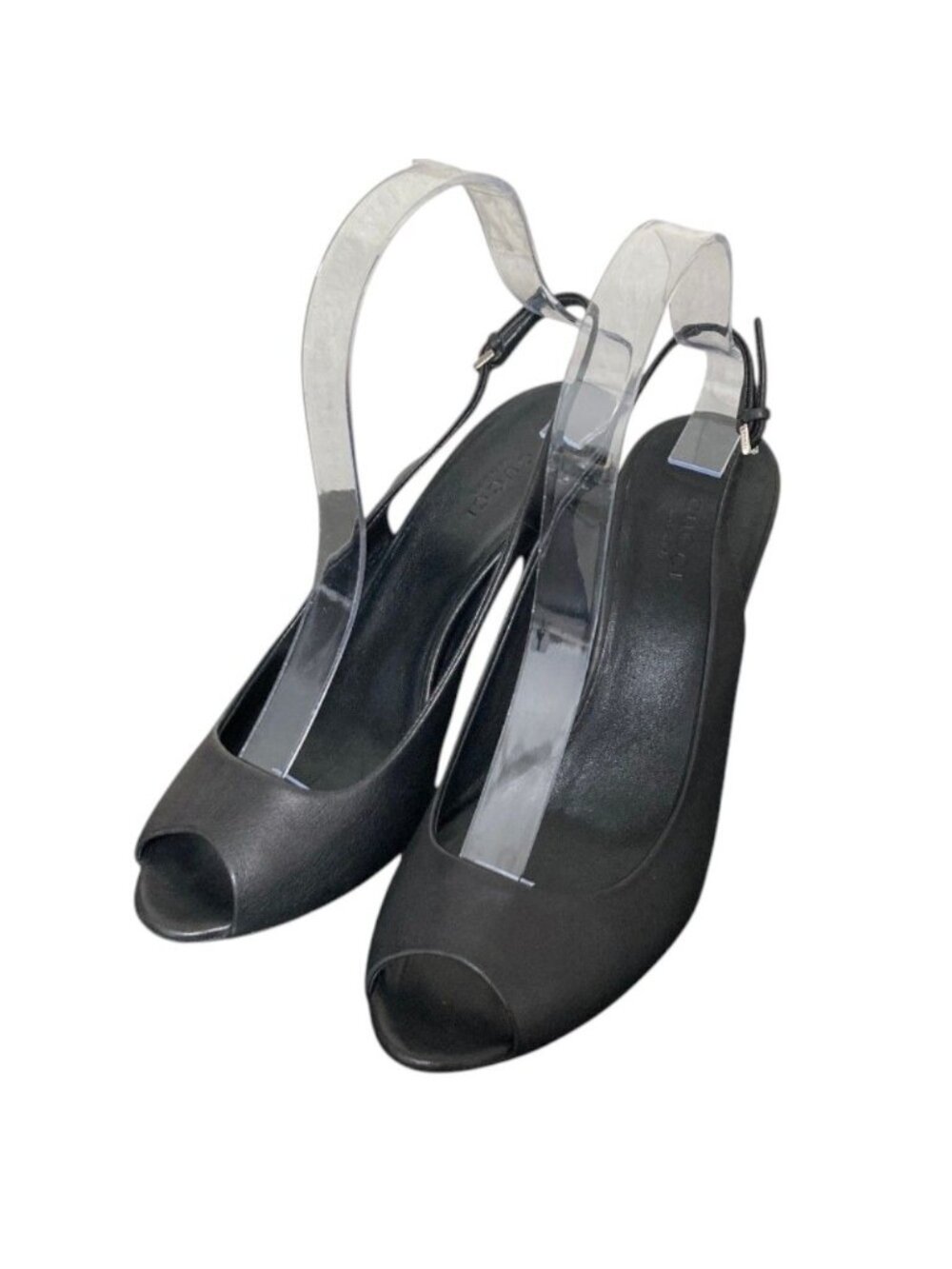 Gucci Slingback Open Toe Pumps Black Heels